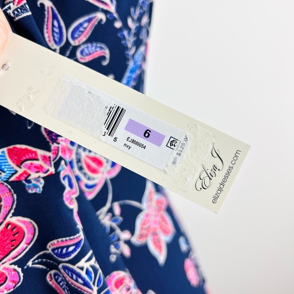Eliza‎ J Navy Dress with Pink Floral Design - Picture 12 of 12